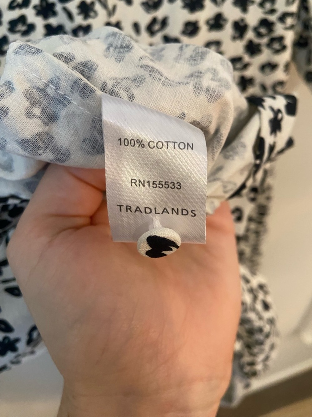 Tradlands Nico Cotton Black and White Floral Print Babydoll Dress XL - Picture 5 of 6